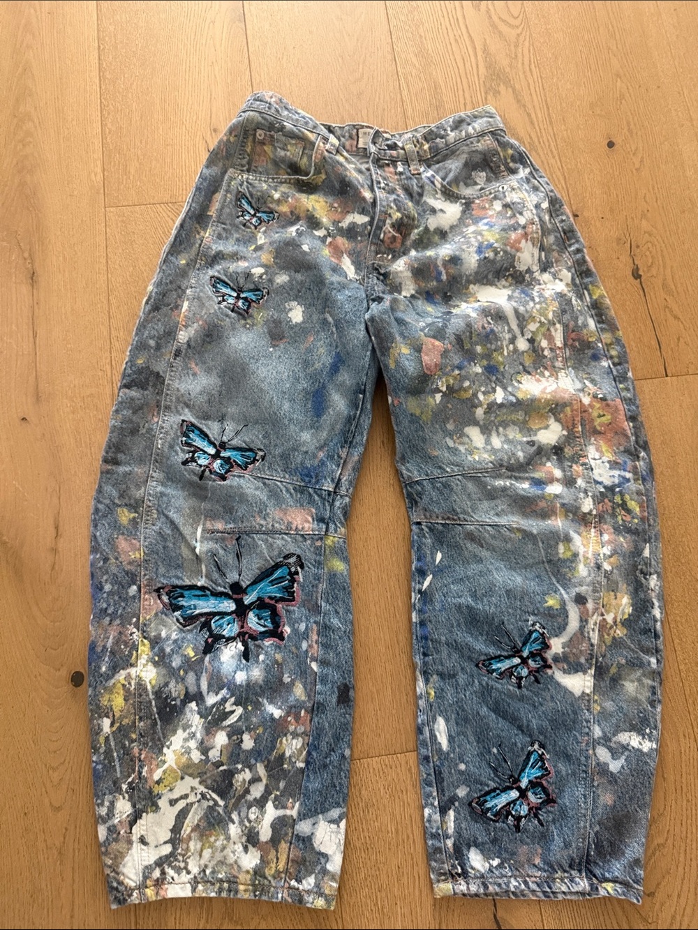 We The Free Denim Waistband with Multicolor Paint Accents